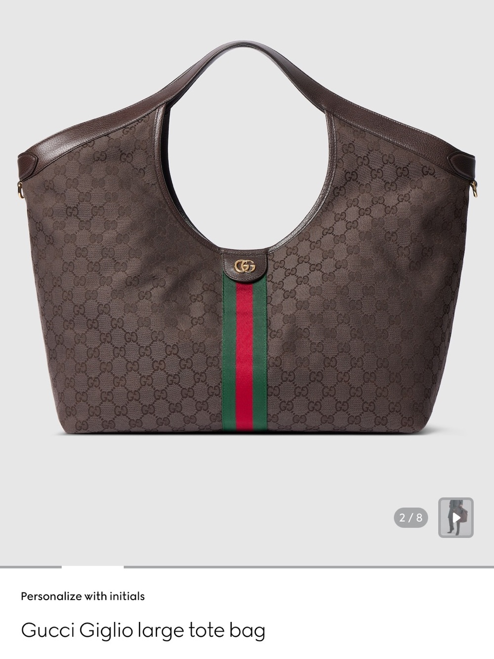 Gucci Brown GG Canvas Tote with Green and Red Web Stripe- comes with box!